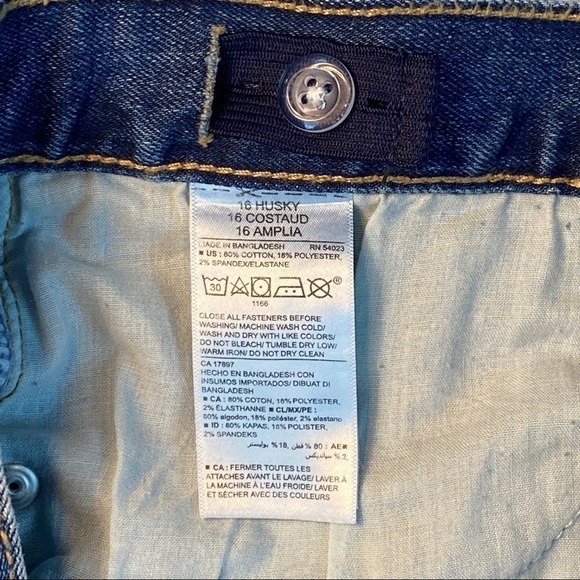 Old Navy Straight Leg Boys Blue Jeans Sz 16 Husky Adjustable Elastic Waist - Picture 11 of 11